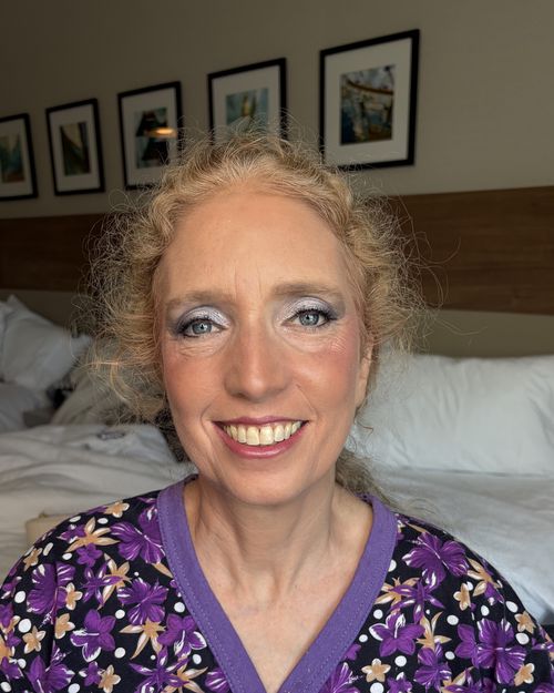 Soft glam for a mature client, luminous skin
